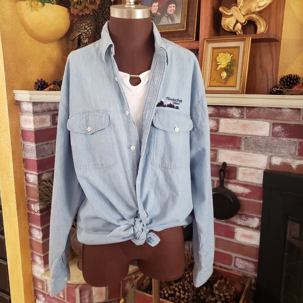 THORNTON BAY BLUES CHAMBRAY VINTAGE DENIM SHIRT L